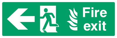 Fire exit (Left Door) Left Arrow Sign - Safe Signs