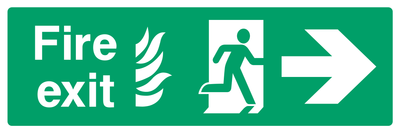 Fire exit (Right Door) Right Arrow Sign - Safe Signs