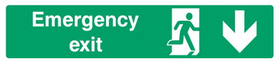 Emergency Exit (Right Door) Down Arrow Sign - Safe Signs