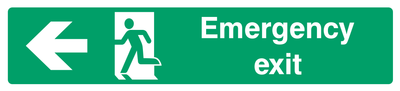 Emergency Exit (Left Door) Left Arrow Sign - Safe Signs