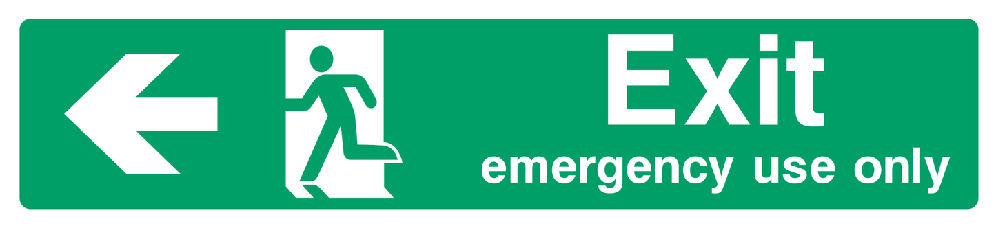 Exit emergency use only (Left Door) Left Arrow Sign - Safe Signs