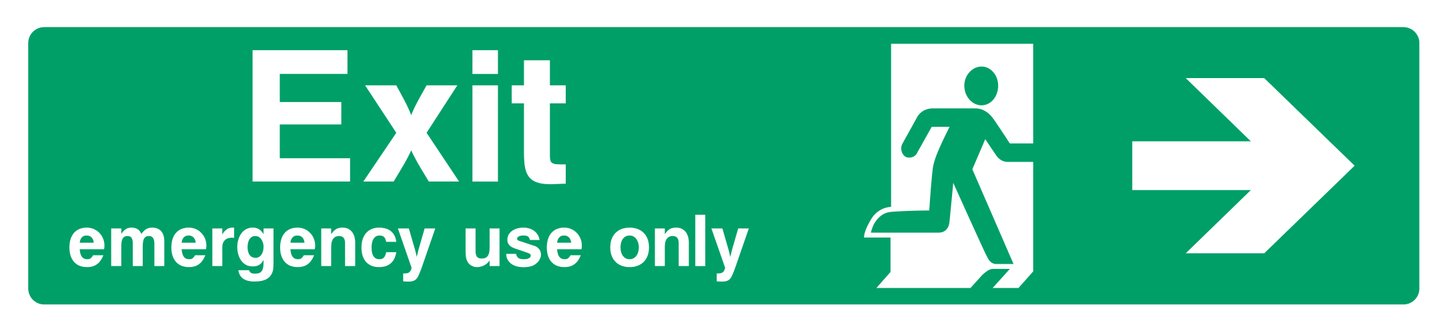 Exit emergency use only (Right Door) Right Arrow Sign - Safe Signs