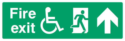 Fire exit (Disabled / Right Door) Up Arrow Sign - Safe Signs