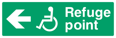 Refuge point (Disabled) Left Arrow Sign - Safe Signs