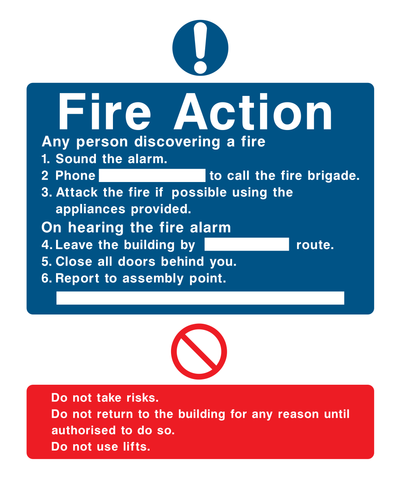 Fire action if you discover a fire Sign - Safe Signs