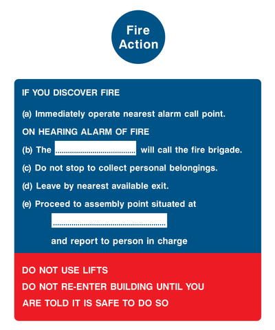 Fire action if you discover a fire (Immediately operate nearest call point) Sign - Safe Signs