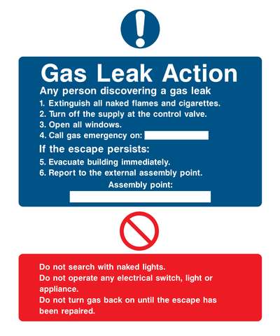 Gas leak action Sign - Safe Signs