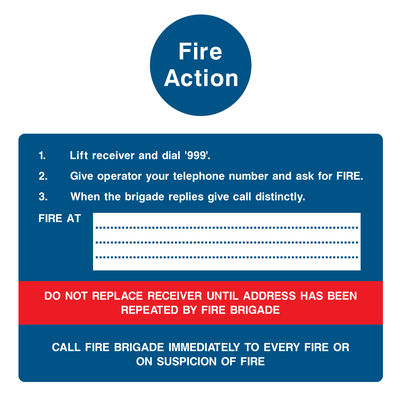 Fire action instructions Sign - Safe Signs