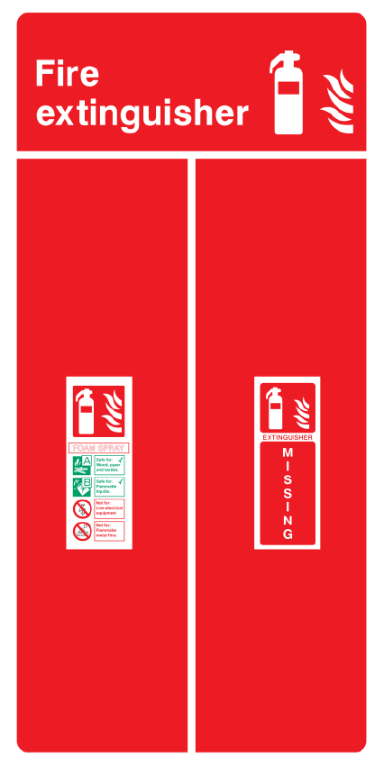 Fire extinguisher backboard (Foam Spray) Sign by Safe Signs
