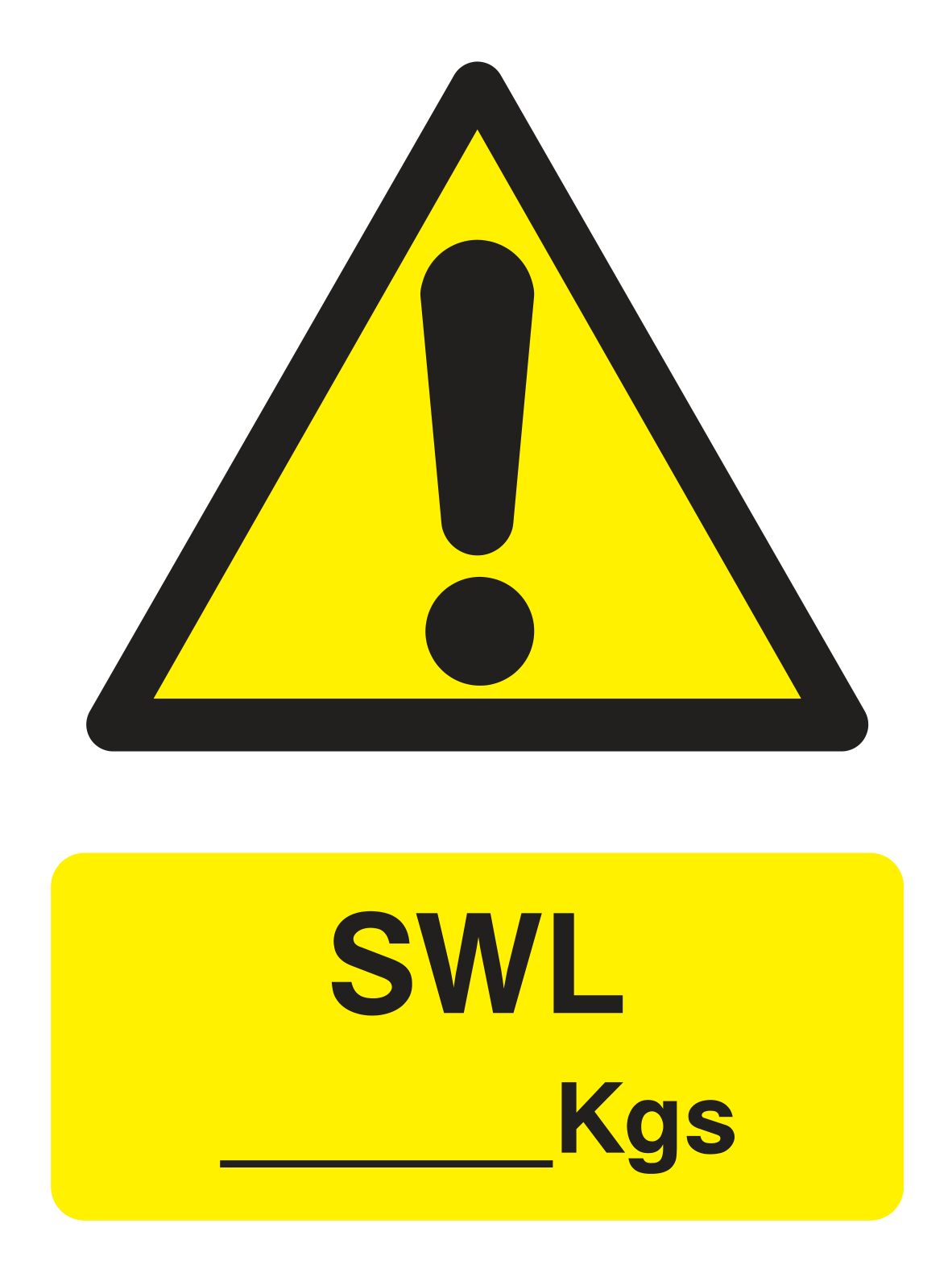 SWL_____Kgs Sign - Safe Signs