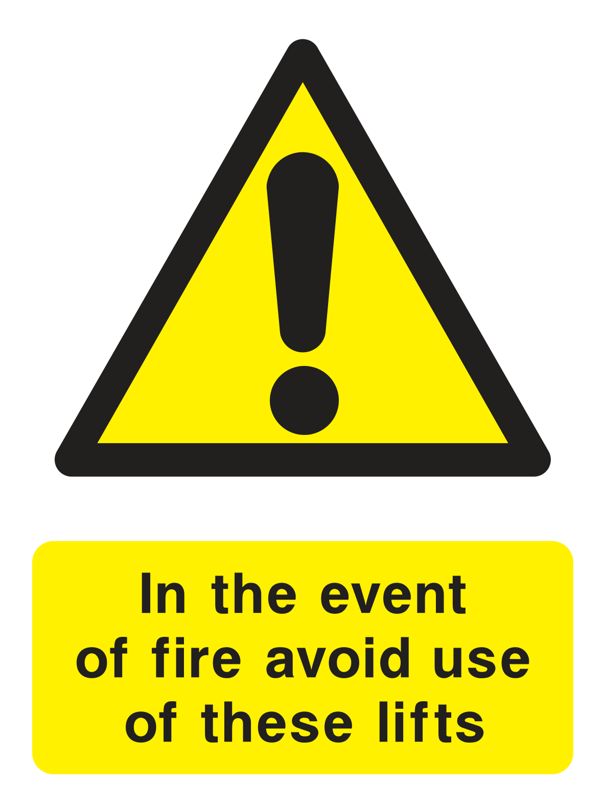 In the event of fire avoid use of lifts Sign - Safe Signs