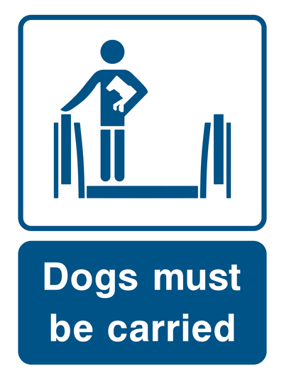 Dogs must be carried Sign - Safe Signs