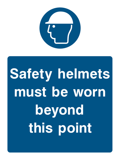 Safety Helmets Must Be Worn Beyond This Point Sign - Safe Signs