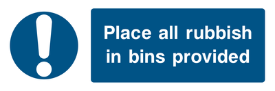 Place All Rubbish In Bins Sign - Safe Signs