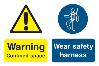 Warning Confined Space / Wear Safety Harness Sign - Safe Signs