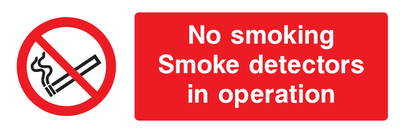 No smoking Smoke detectors in operation Sign - Safe Signs