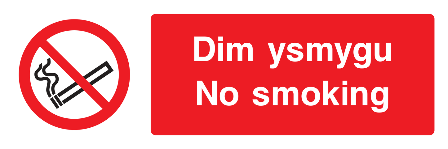 No smoking (Welsh) Sign - Safe Signs