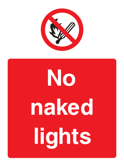 No naked lights Sign - Safe Signs