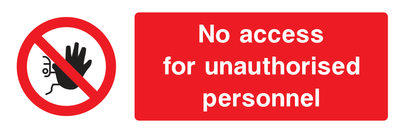 No access for unauthorised personnel Sign - Safe Signs