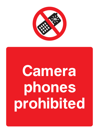 Camera phones prohibited Sign - Safe Signs