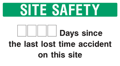 Site Safety Days Since Accident Sign - Safe Signs