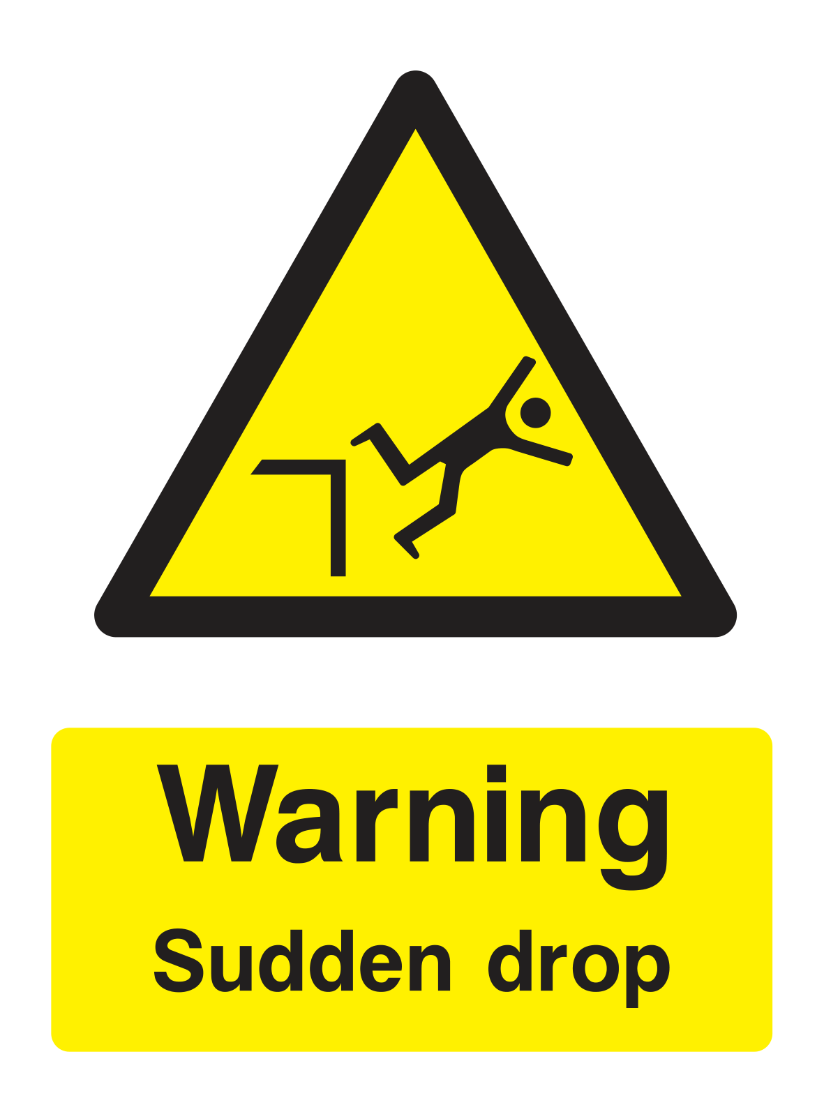 Danger Sudden Drop Sign by Safe Signs
