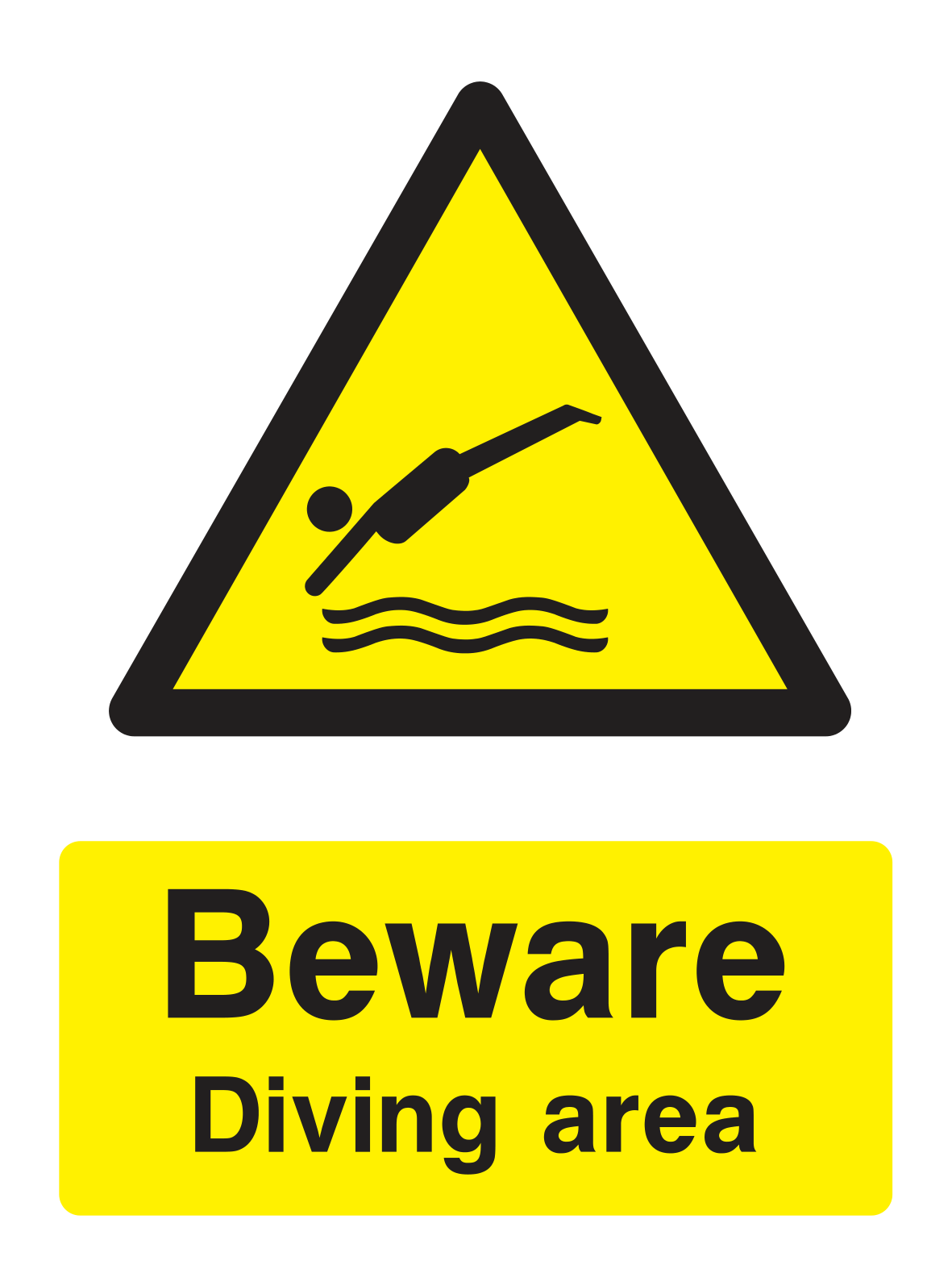 Beware Diving Area Sign - Safe Signs