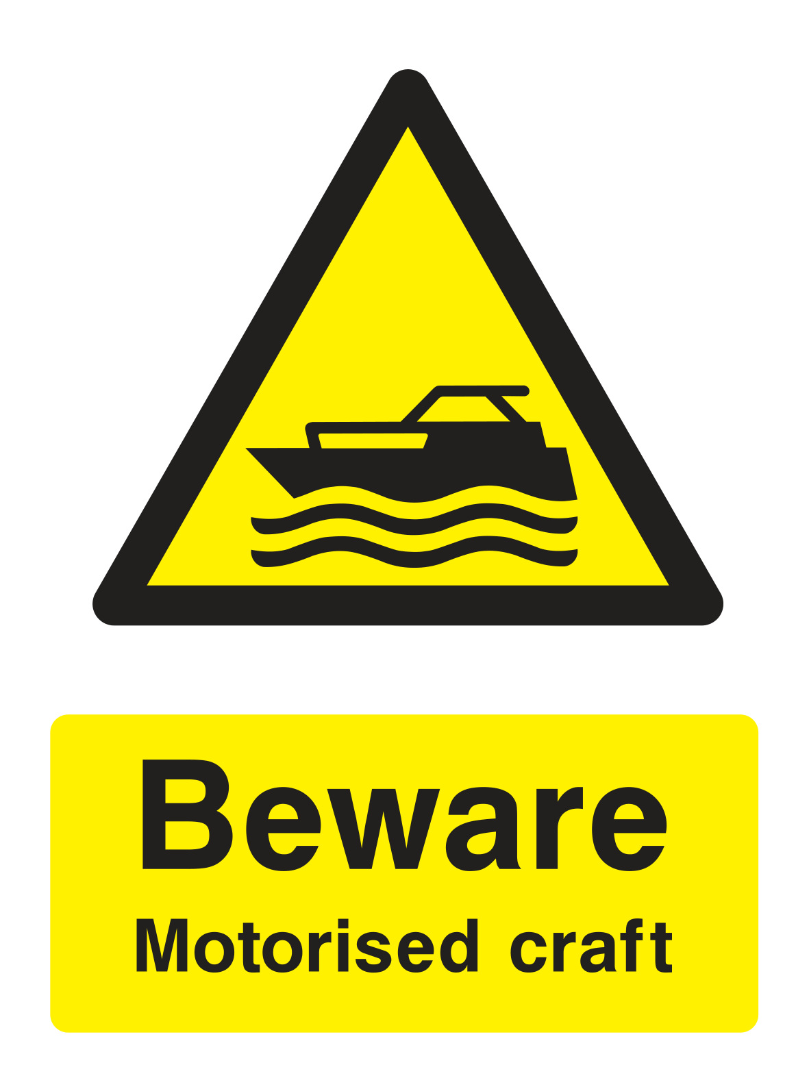 Beware Motorised Craft Sign - Safe Signs