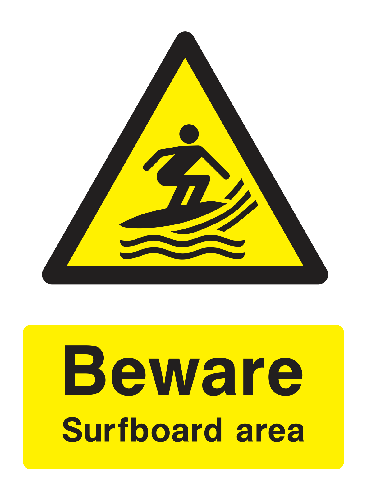 Beware Surfboard Area Sign - Safe Signs