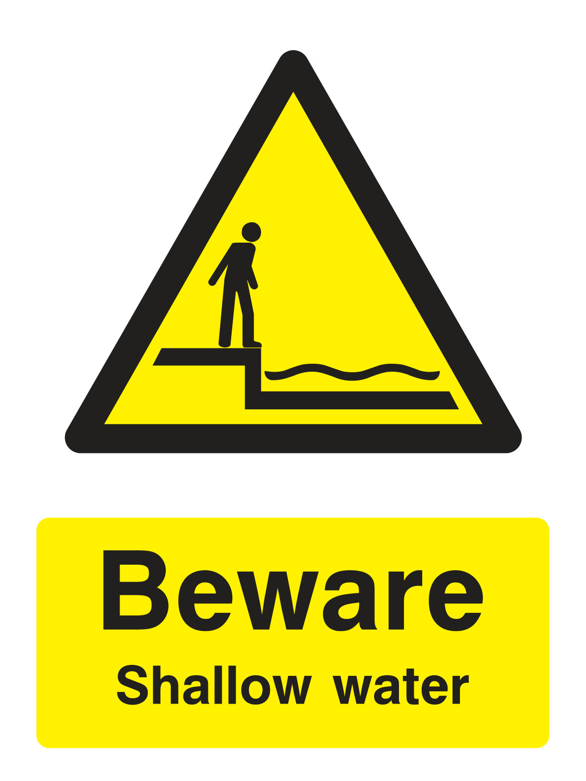 Beware Shallow Water Sign - Safe Signs