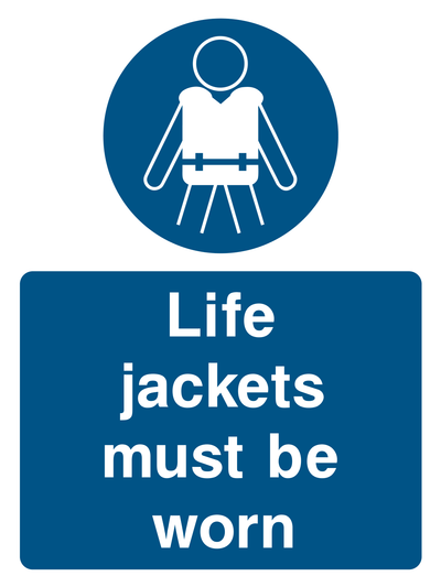 Life Jackets Must Be Worn Sign - Safe Signs